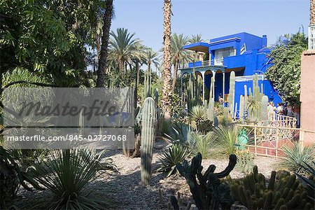 Jardin Majorelle et Musée d'Art islamique, Marrakech, Maroc. 1931. L'extérieur de l'atelier bleu.