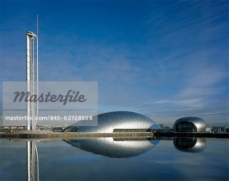 Scotland, Glasgow Science Centre. Tour Science Mall et Imax. Architecte : Building Design Partnership