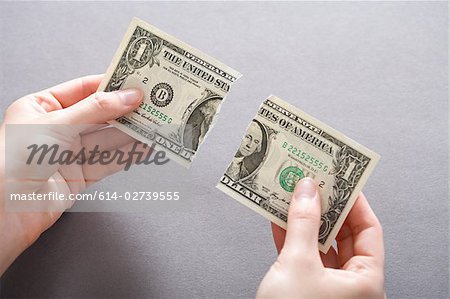 Billet d'un dollar déchiré