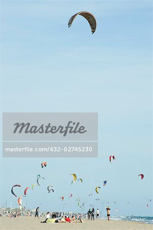 Kitesurfers on beach