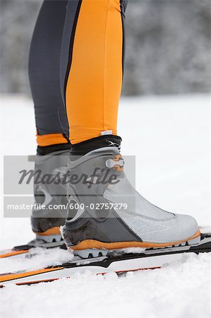 Close-up of Cross Country Skier's Boots, Whistler, British Columbia, Canada