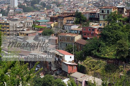 Maisons sur la colline, Valparaiso, Chili