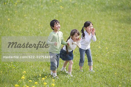 Children shouting in the park