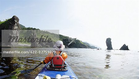 Personne, excursion en bateau sur le Kayak, Hokkaido, Japon