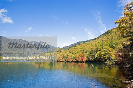 Scenic View of Mountain and Lake, Tochigi Prefecture, Japan