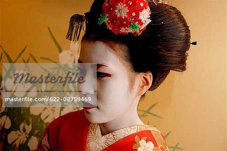 Geisha in Traditional Make-Up and Hairstyle