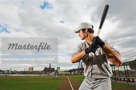 Baseball batter concentrating