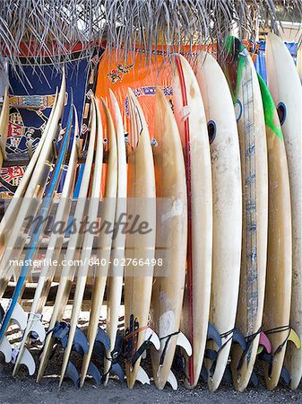 Surfboards against a wall