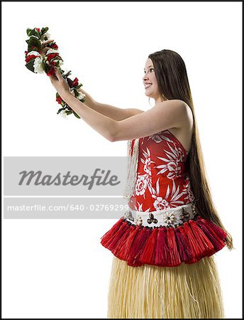Hawaiian woman with lei