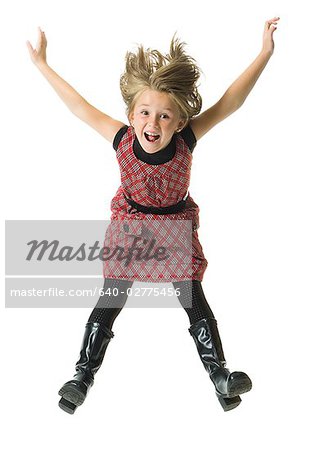 Girl smiling and leaping