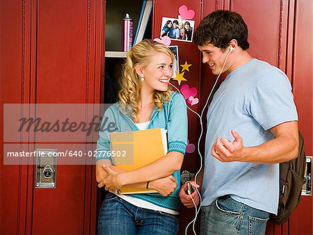 Teenage couple at school.