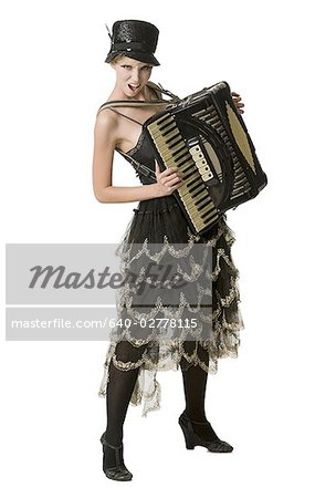 woman in vaudevillian attire