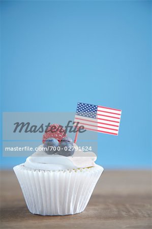 Cupcake mit amerikanische Flagge