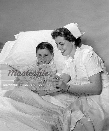 1950s NURSE BOY PATIENT HOSPITAL BED STORY BOOK HOSPITAL READING
