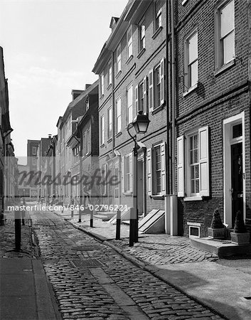 ALLEY À PHILADELPHIE DE ELFRETH ÉTROITE RUE BLOC BELGE HISTORIQUE BORDÉE DE PITTORESQUES MAISONS EN RANGÉE