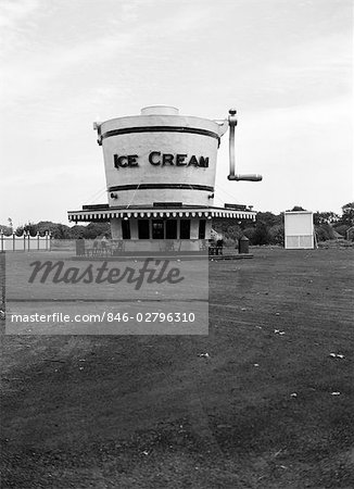 1937 1930s ROADSIDE REFRESHMENT STAND SHAPED LIKE ICE CREAM MAKER