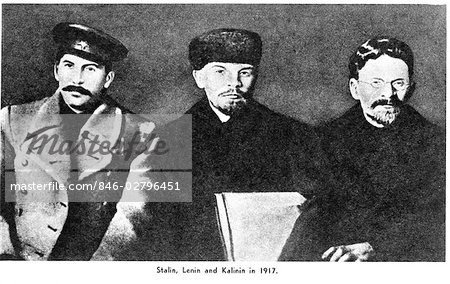 TRIO OF RUSSIAN REVOLUTIONISTS STALIN LENIN KALININ RUSSIA REVOLUTION GOVERNMENT POLITICS USSR