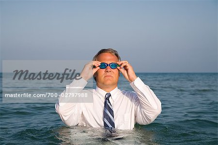 Businessman in the Ocean