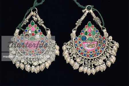 Pendentifs argent ornées de zone tribale, Pakistan, Asie