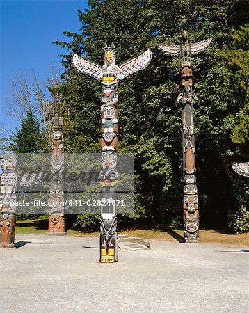 Totems in Stanley Park, Vancouver, British Columbia, Canada