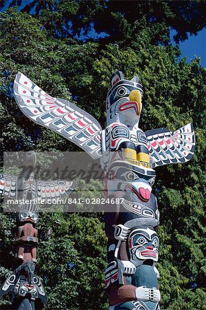 Totems, Stanley Park, Vancouver, British Columbia, Canada, North America