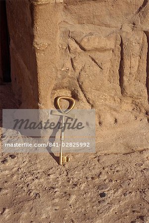 Key in shape of an ankh, Temple of Hathor in honour of Nefertari, Abu Simbel, Nubia, Egypt, North Africa, Africa
