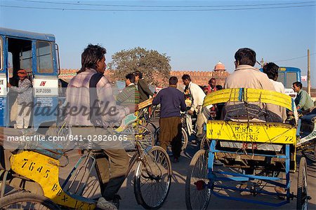 Rickshaws in traffic, Delhi, India, Asia