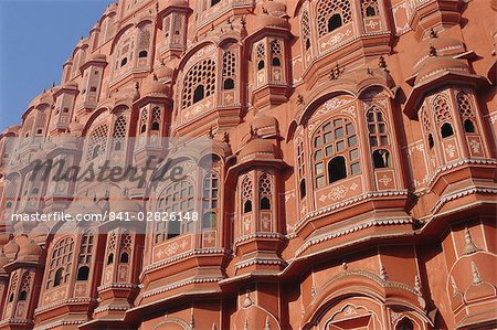 Hawa Mahal, le Palais des vents, façade d'où dames en purdah regardé à l'extérieur, Jaipur, Rajasthan, Inde