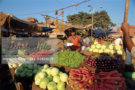 Étal de légume dans le marché, Jaipur, Rajasthan État, Inde, Asie