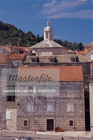 Alte Korcula Stadthäuser, Insel Korcula, Dalmatien, Kroatien, Europa