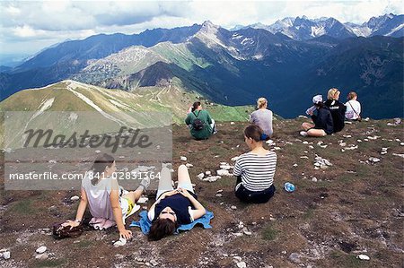 Resting on Maty Kaczniak, Tatra Mountains, Makopolska, Poland, Europe