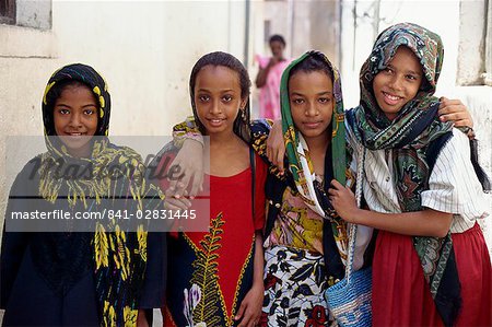 Group of young girls, Mombasa, Kenya, East Africa, Africa
