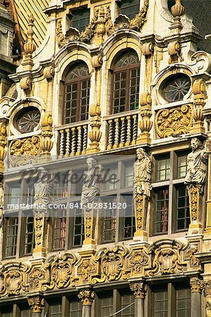 Gilded facade of Guild House, Grand Place, UNESCO World Heritage Site, Brussels, Belgium, Europe