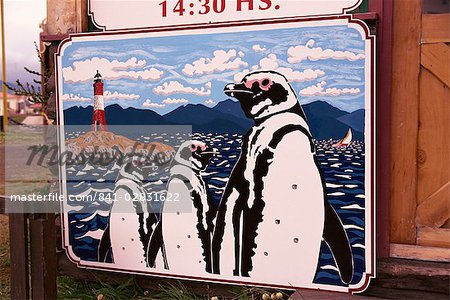 Pinguin-Grafik für Tierra Del Fuego, Ushuaia, Argentinien, Südamerika