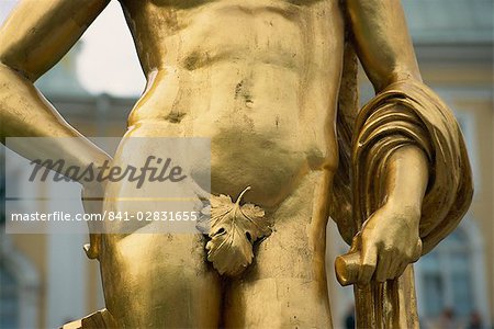 Detail of statue, Petrodvorets, St. Petersburg, Russia, Europe