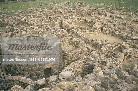 Su Nuraxi nuragique complexe datant de 1500BC, les ruines d'éventuellement un palais datant de vers 1500BC, fouillé depuis 1949, patrimoine mondial de l'UNESCO, Barumini, Marmilla région, Sardaigne, Italie, Europe