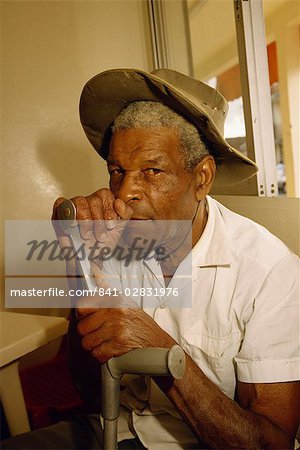 Portrait of elderly man, Martinique, Windward Islands, West Indies, Caribbean, Central America