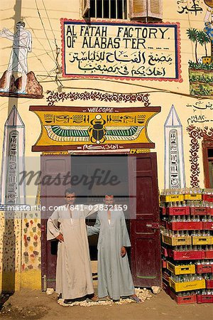 Decorated alabaster shop, New Qurna, Luxor, Egypt, North Africa, Africa