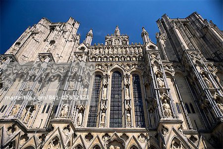 Détails architecturaux, avant de l'Ouest, la cathédrale de Wells, Somerset, Angleterre, Royaume-Uni, Europe