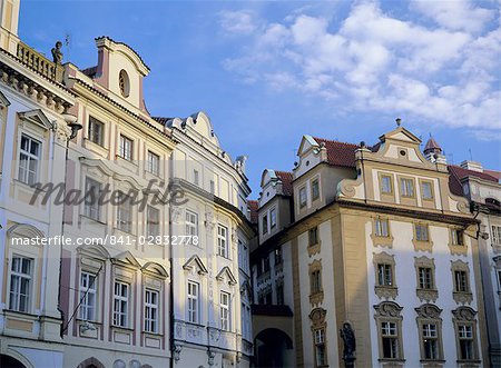 Building facades in the Old Town Square, Prague, UNESCO World Heritage Site, Czech Republic, Europe