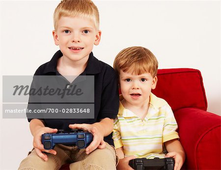 Boys Playing Video Game