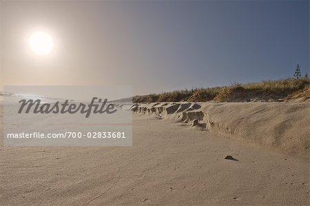 Coucher de soleil sur la plage de sable fin, Mt Maunganui, Bay of Plenty, North Island, Nouvelle-Zélande