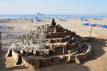 Sandcastle on Playa de Levante, Benidorm, Marina Baixa, Costa Blanca, Alicante, Valencian Community, Spain