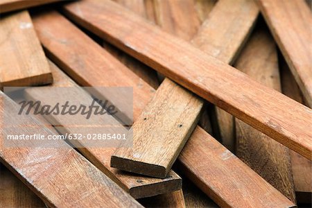 Pile of weathered wood planks