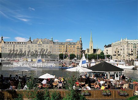 Waterside cafe, Stockholm, Sweden, Scandinavia, Europe