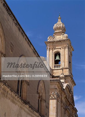 Bell tower in ancient city of Mdina, Malta, Europe