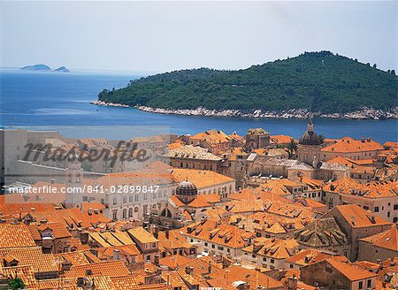 Vue aérienne de terre cuite toits, Dubrovnik, Croatie, Europe