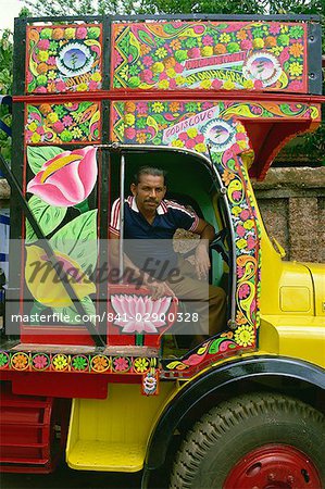 Commercial trucks are decorated as an art form, south India, India, Asia