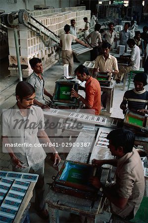 Interior of factory making tiles, ceramics and pottery, Gujarat state, India, Asia