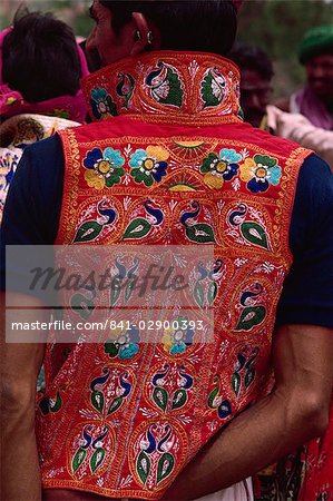 Colourful waistcoat, Rabari tribal people, Gujarat, India, Asia